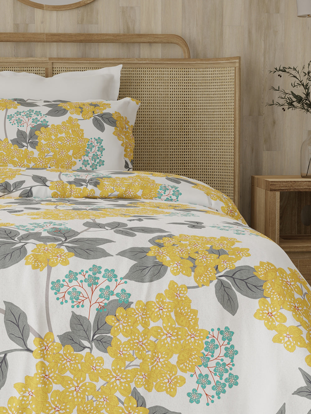 Zen 225 CVC Multicolor Floral 1 Single Size Bedsheet with 1 Pillow Cover