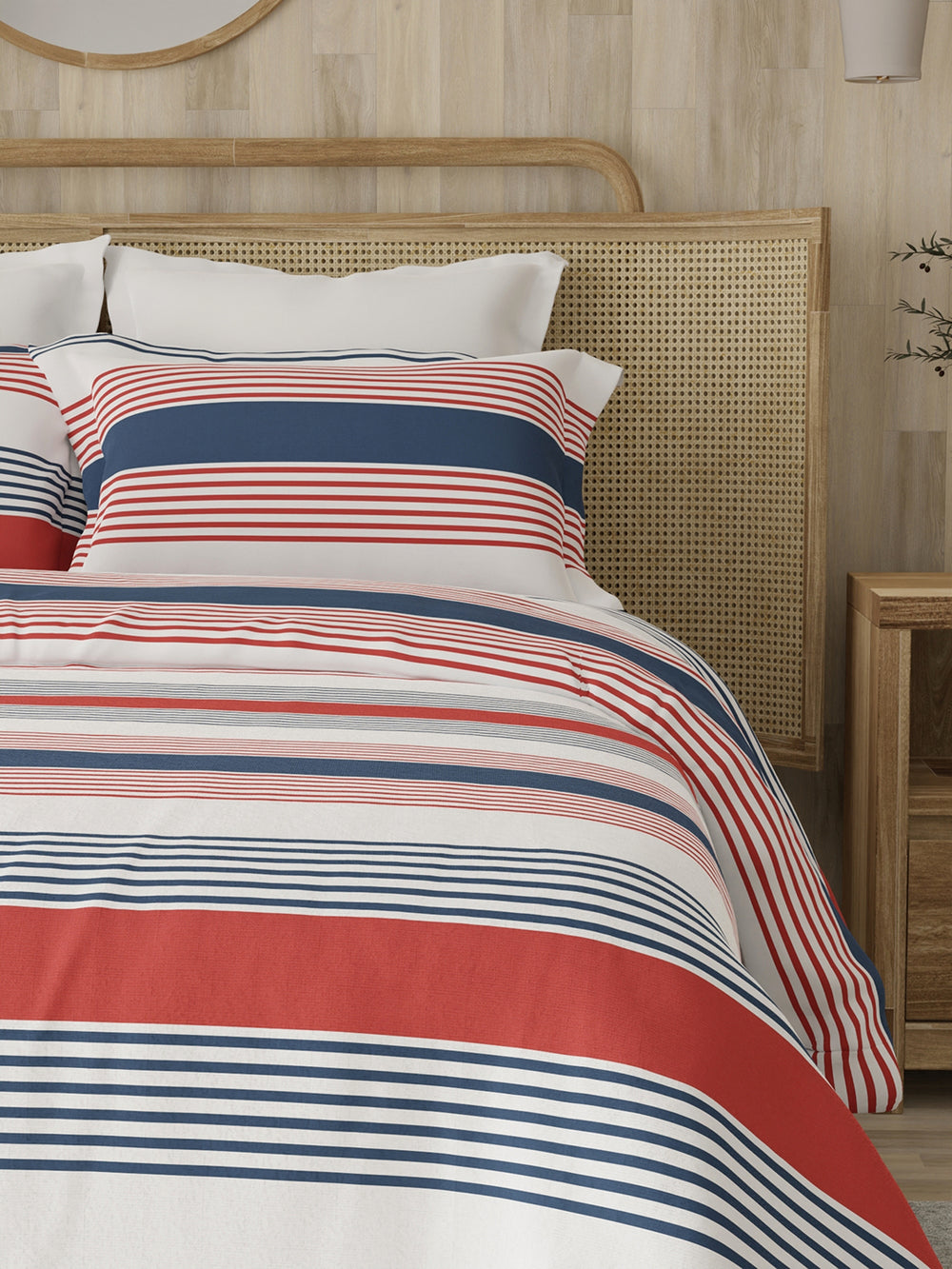 Zen 225 CVC Multicolor Stripes 1 Double Size Bedsheet with 2 Pillow Covers