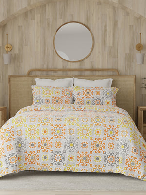 Zen 225 CVC Multicolor Ethnic 1 Double Size Bedsheet with 2 Pillow Covers