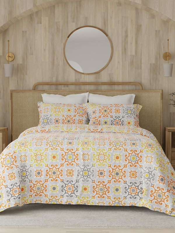 Zen 225 CVC Multicolor Ethnic 1 Double Size Bedsheet with 2 Pillow Covers