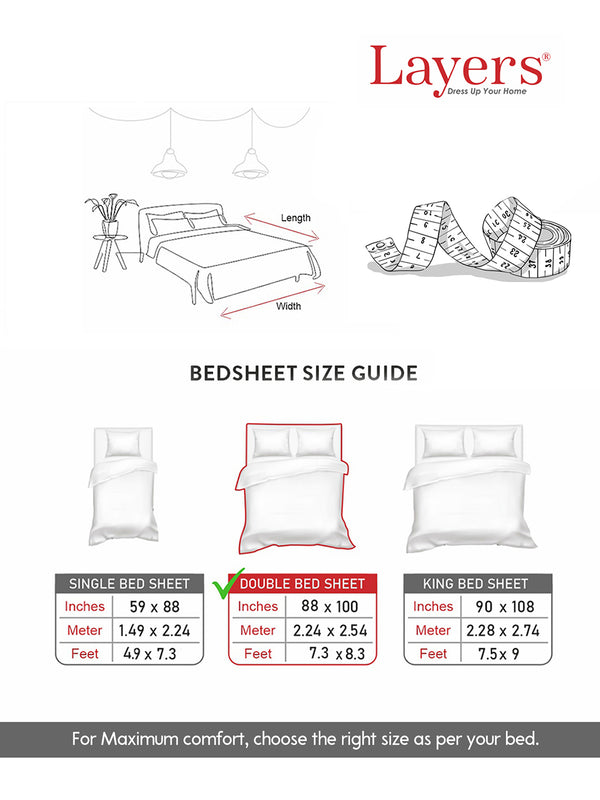 Zen 225 CVC Multicolor Ethnic 1 Double Size Bedsheet with 2 Pillow Covers