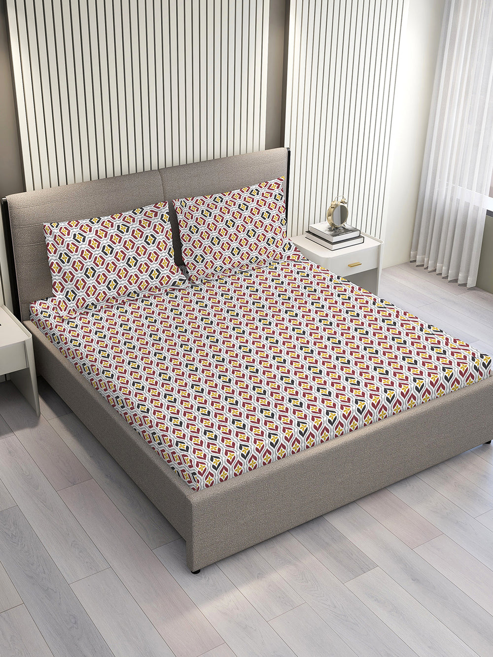 Aura Microfibre 110 GSM Multicolor Ethnic 1 Double Size Bedsheet with 2 Pillow Covers