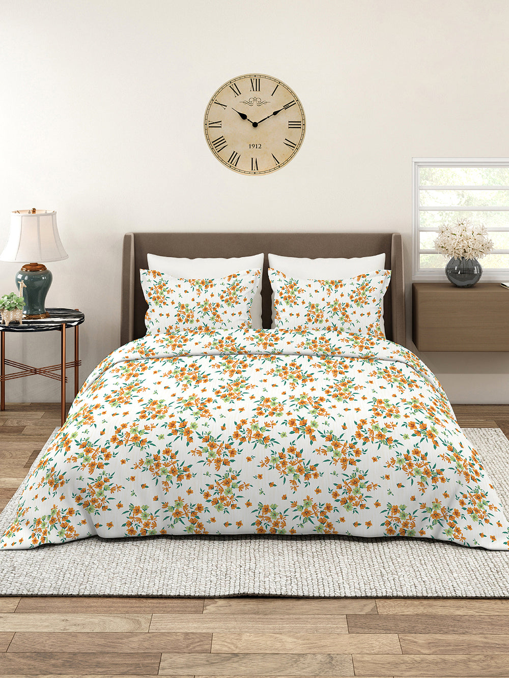 Aria Microfibre 125 GSM Multicolor Floral 1 Double Size Bedsheet with 2 Pillow Covers