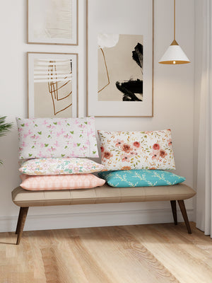 Ivy Microfibre 125 GSM White Orange Floral 1 Double Size Bedsheet with 2 Pillow Covers