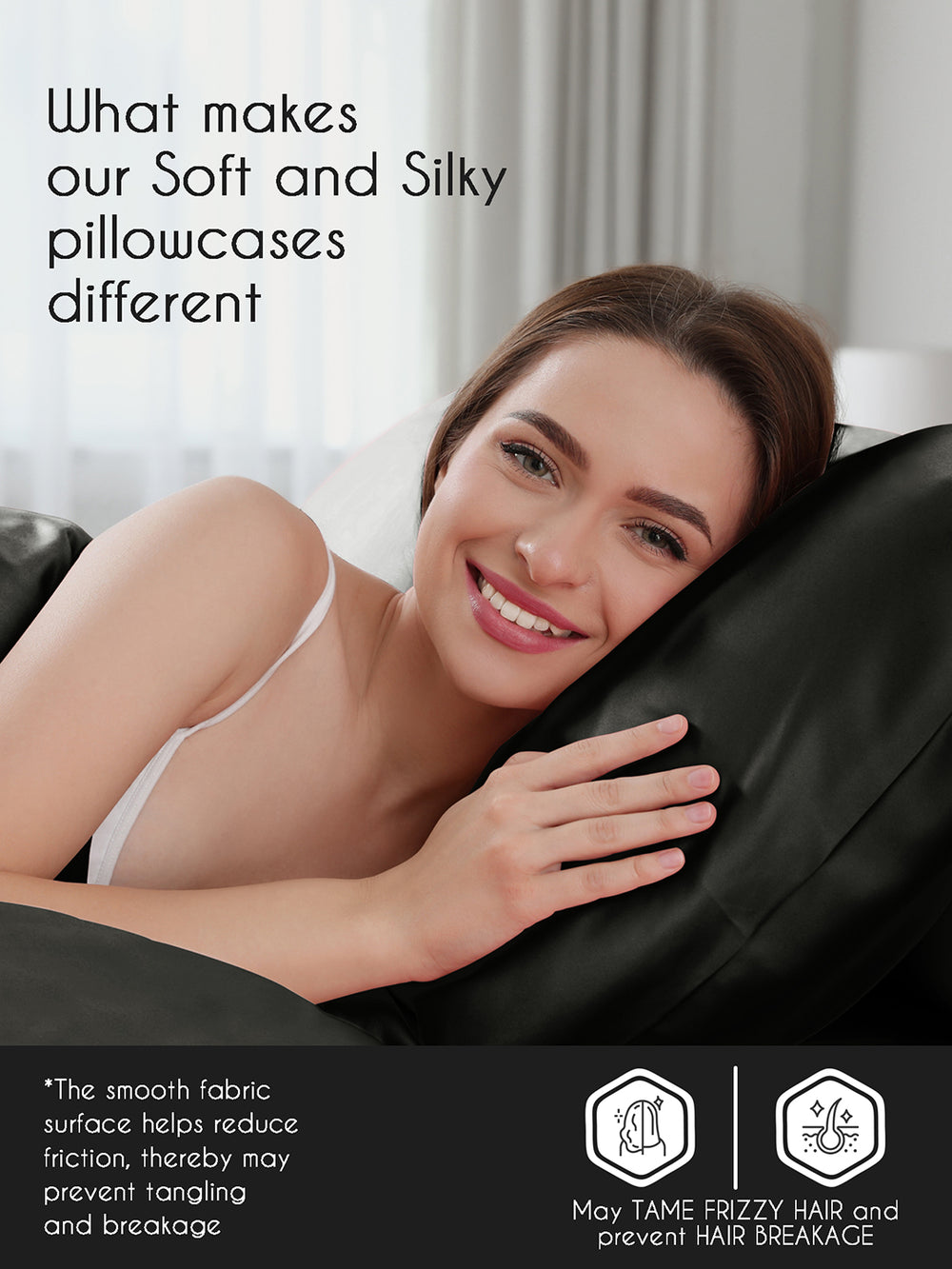 Micro Silky Satin 85 GSM Black Pillow Covers - Pack of 2