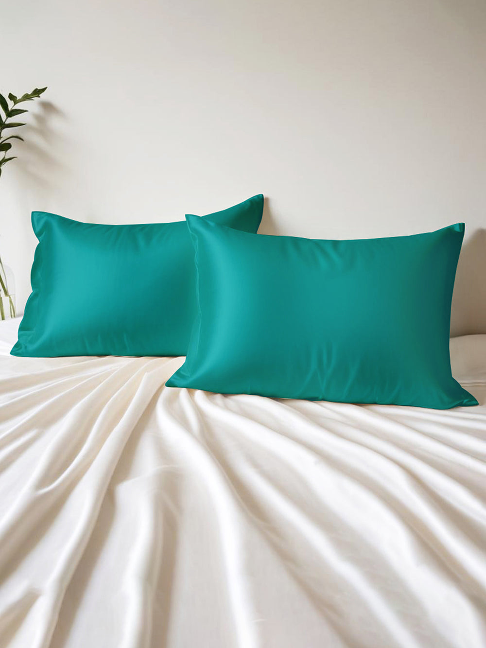 Micro Silky Satin 85 GSM Teal Pillow Covers - Pack of 2