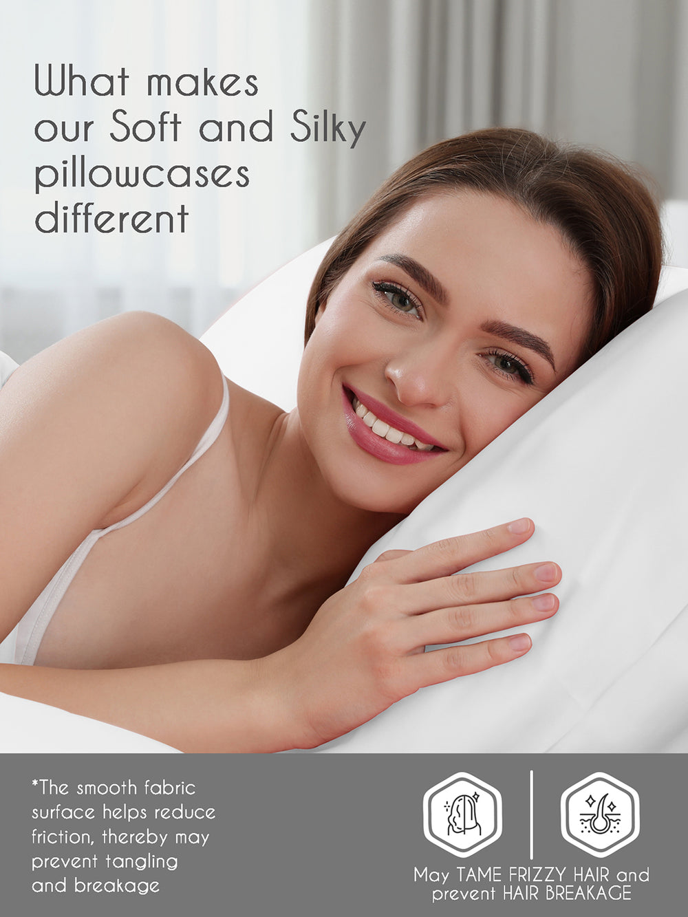 Micro Silky Satin 85 GSM White Pillow Covers - Pack of 2