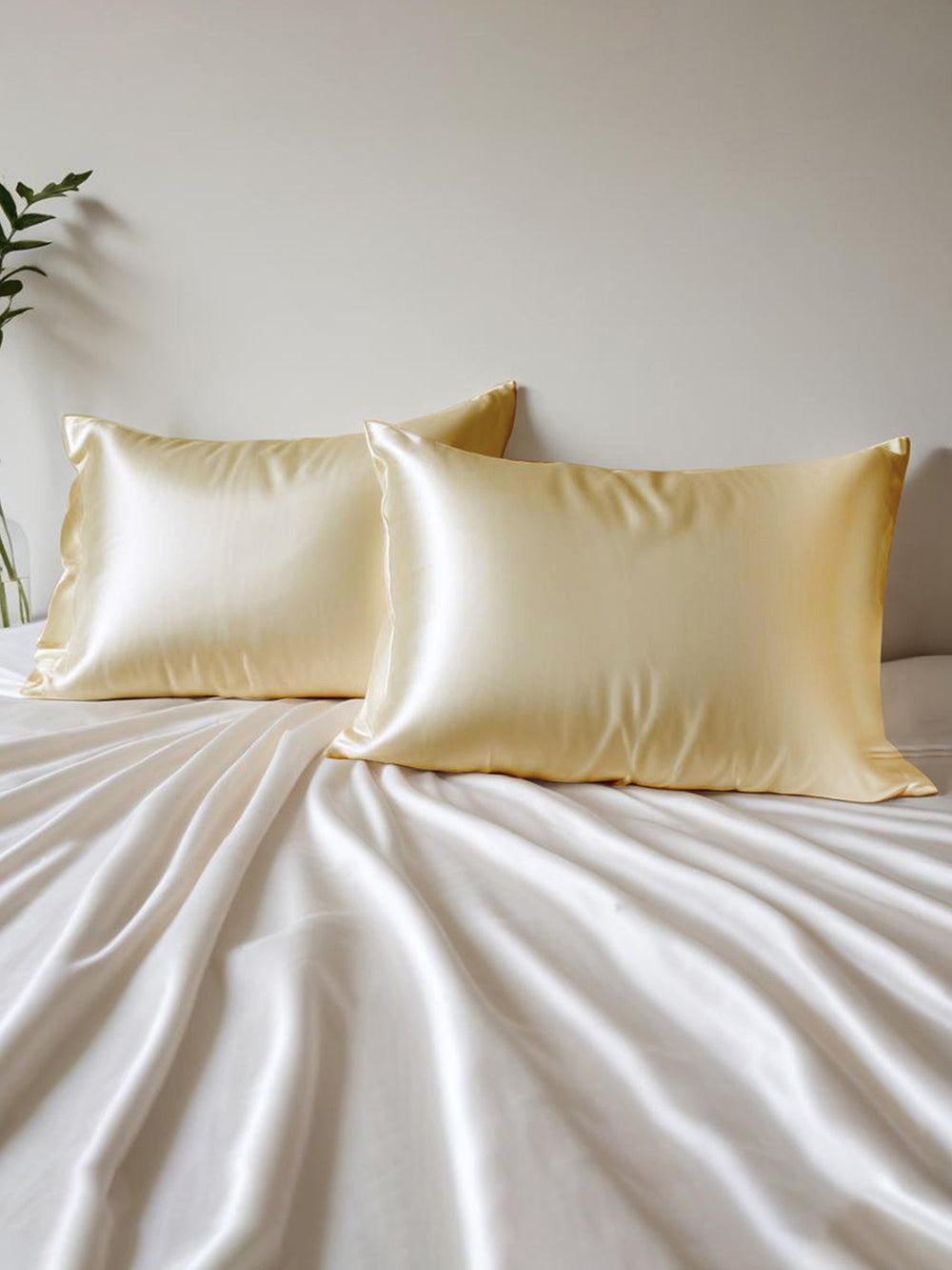 Micro Silky Satin 85 GSM Gold Pillow Covers - Pack of 2