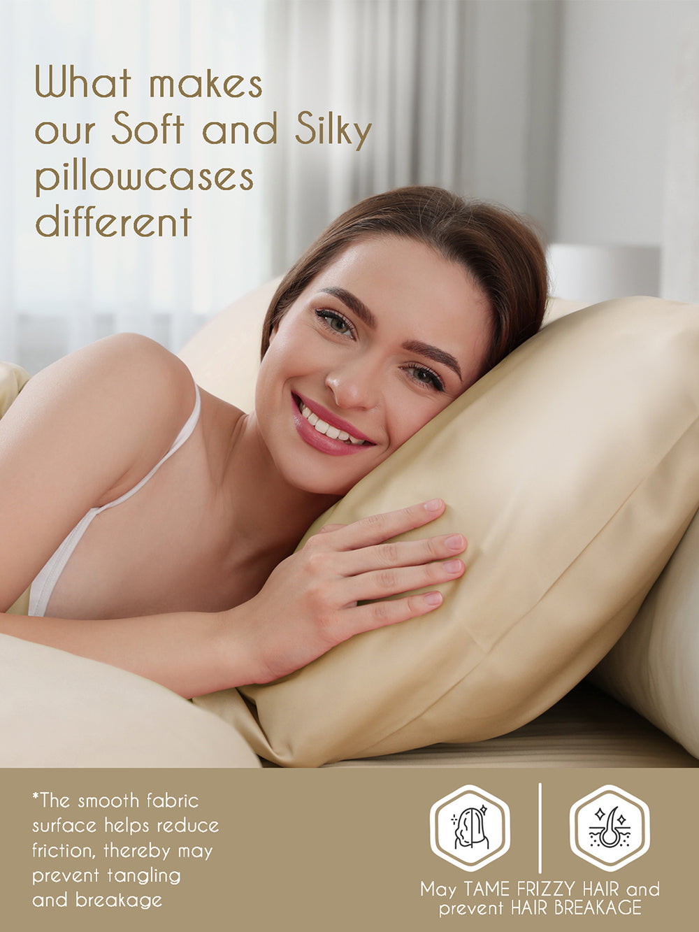 Micro Silky Satin 85 GSM Gold Pillow Covers - Pack of 2