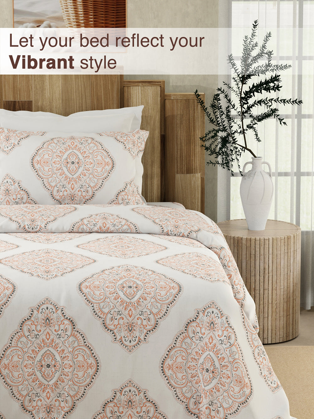 Serenity 100% Cotton 200 TC Multicolor Ethnic 1 Single Size Bedsheet with 1 Pillow Cover