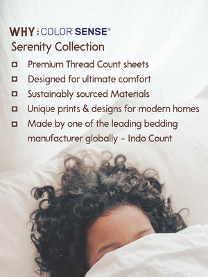 Serenity 100% Cotton 200 TC Blue Ethnic 1 Single Size Bedsheet with 1 Pillow Cover
