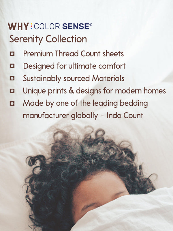 Serenity 100% Cotton 200 TC Blue Ethnic 1 Single Size Bedsheet with 1 Pillow Cover