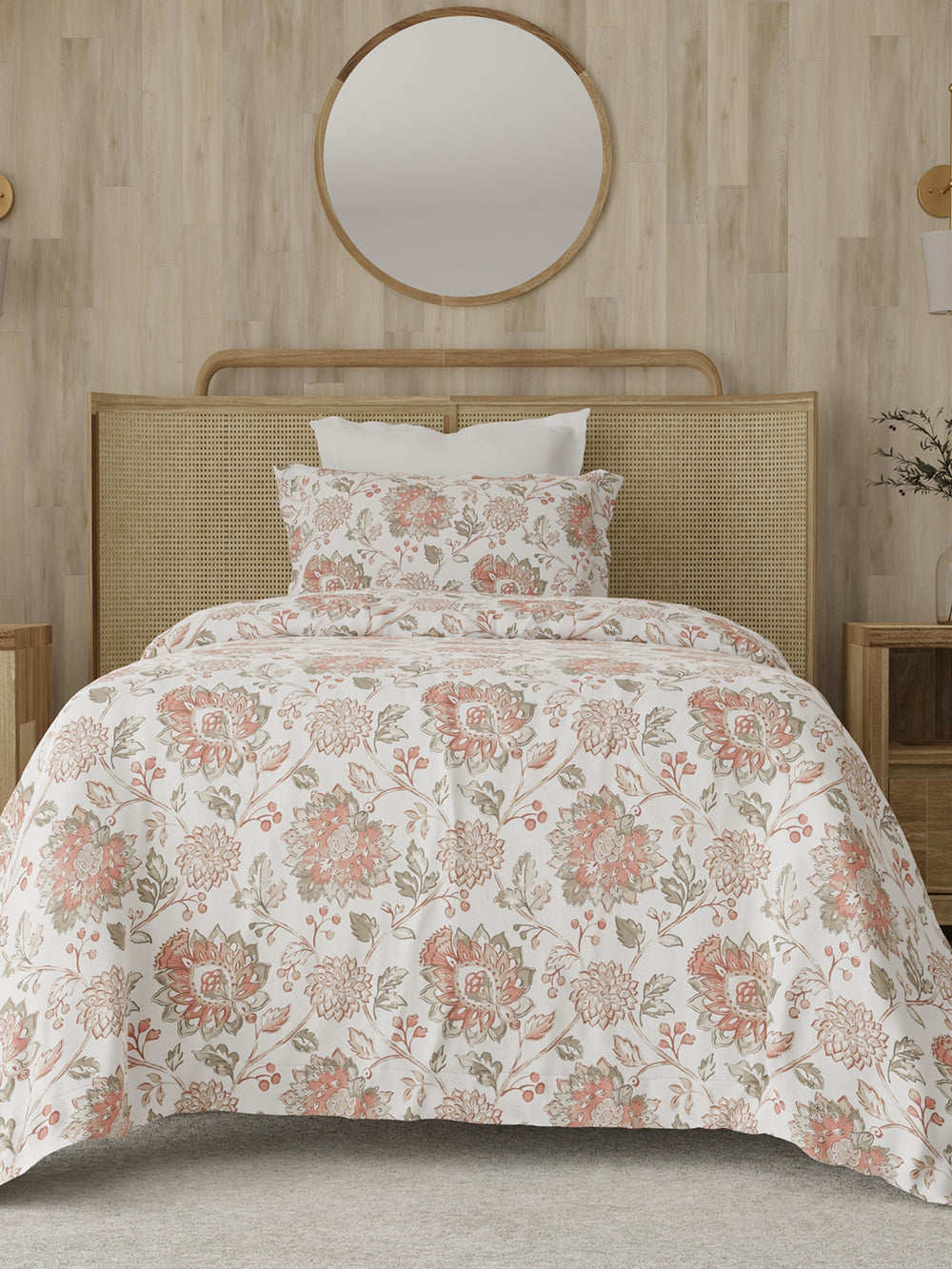 Zen 225 CVC Multicolor Floral 1 Single Size Bedsheet with 1 Pillow Cover