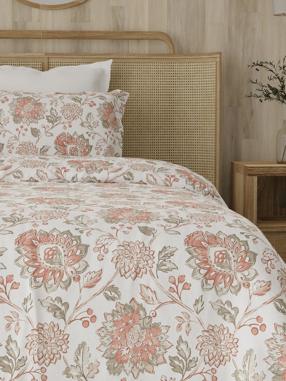 Zen 225 CVC Multicolor Floral 1 Single Size Bedsheet with 1 Pillow Cover