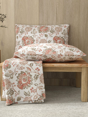 Zen 225 CVC Multicolor Floral 1 Double Size Bedsheet with 2 Pillow Covers