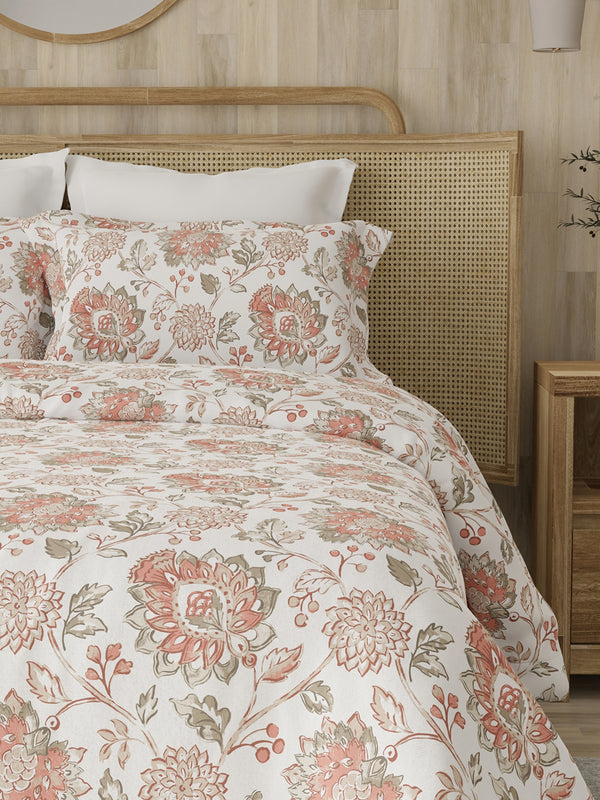 Zen 225 CVC Multicolor Floral 1 Double Size Bedsheet with 2 Pillow Covers