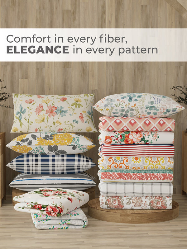 Zen 225 CVC Multicolor Floral 1 Double Size Bedsheet with 2 Pillow Covers