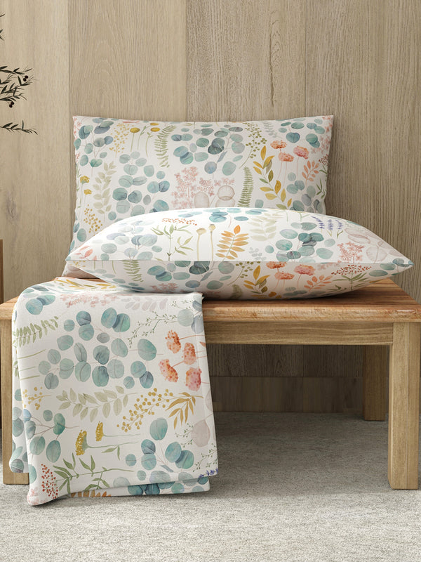 Zen 225 CVC Multicolor Floral 1 Double Size Bedsheet with 2 Pillow Covers