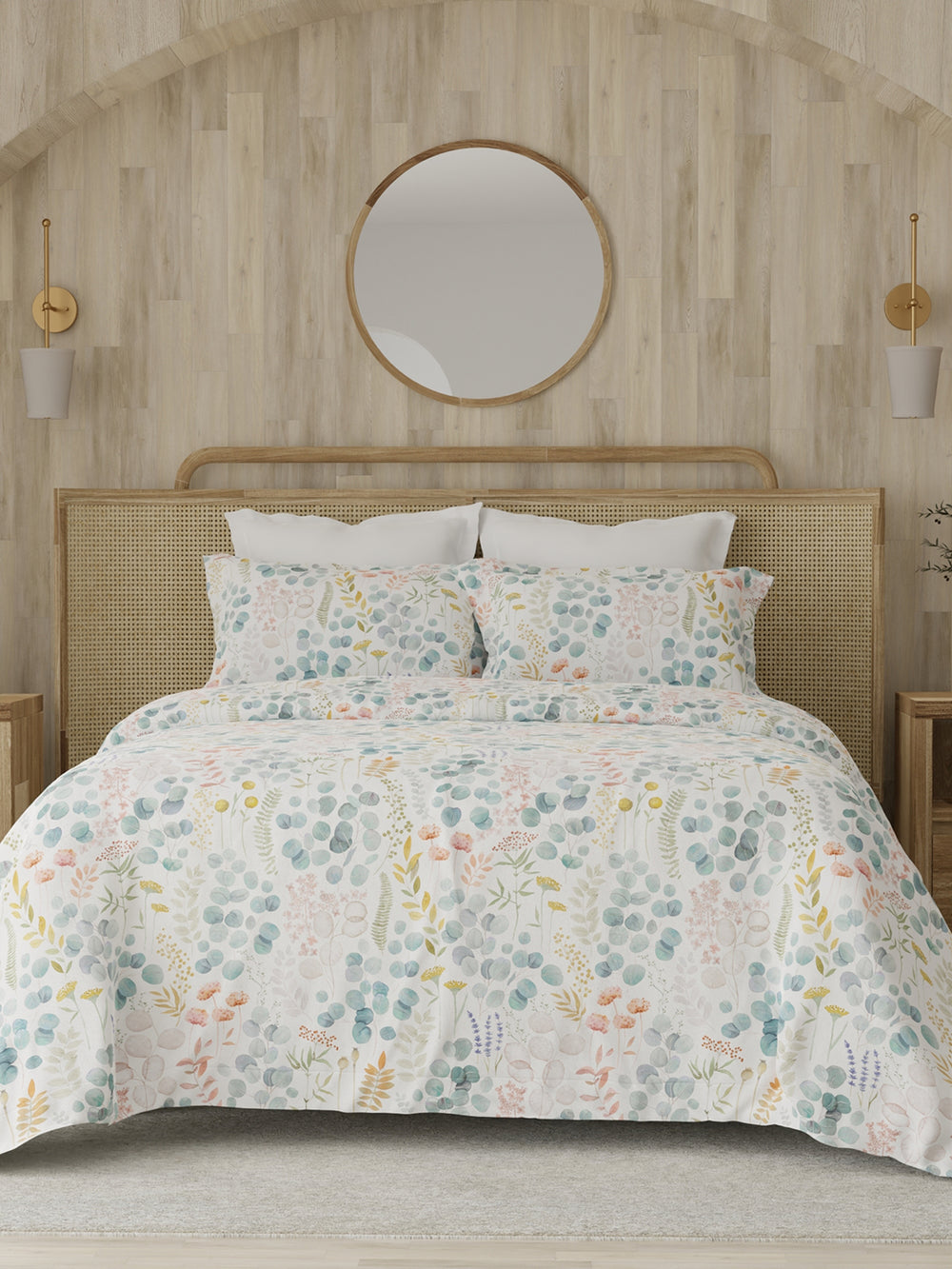 Zen 225 CVC Multicolor Floral 1 Double Size Bedsheet with 2 Pillow Covers