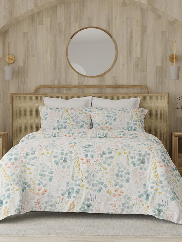Zen 225 CVC Multicolor Floral 1 Double Size Bedsheet with 2 Pillow Covers