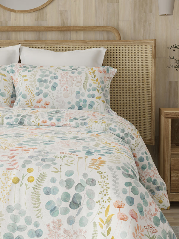 Zen 225 CVC Multicolor Floral 1 Double Size Bedsheet with 2 Pillow Covers