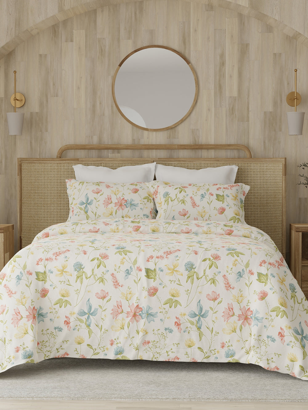 Zen 225 CVC Multicolor Floral 1 Double Size Bedsheet with 2 Pillow Covers