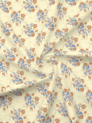 Marigold 100% Cotton 144 TC Light Yellow Floral 1 King Size Bedsheet with 2 Pillow Covers