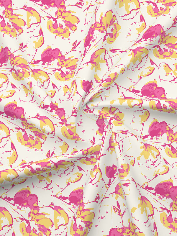 Lumina Floret 100% Cotton 144 TC Pink White Floral 1 King Size Bedsheet with 2 Pillow Covers