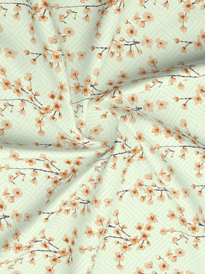 Home Easy 100% Cotton 144 TC Light Green Floral 1 King Size Bedsheet with 2 Pillow Covers