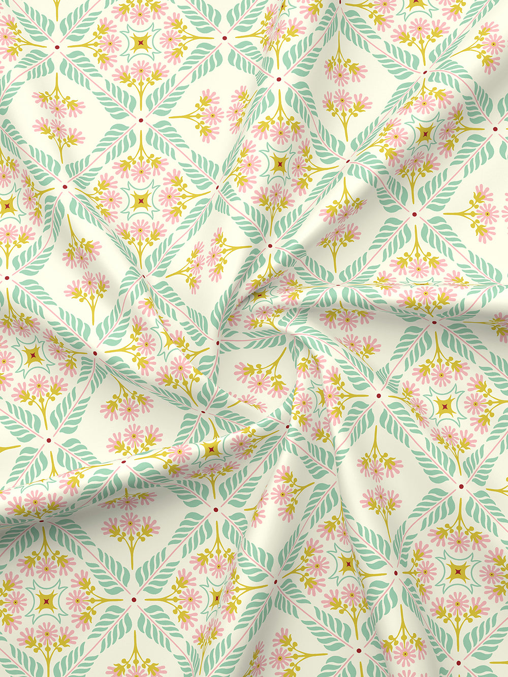 Basicx 100% Cotton 120 TC Multicolor Floral 1 Double Size Bedsheet with 2 Pillow Covers
