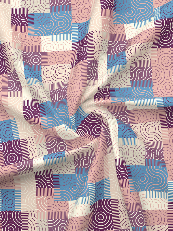 Basicx 100% Cotton 120 TC Pink Geometrical 1 King Size Bedsheet with 2 Pillow Covers