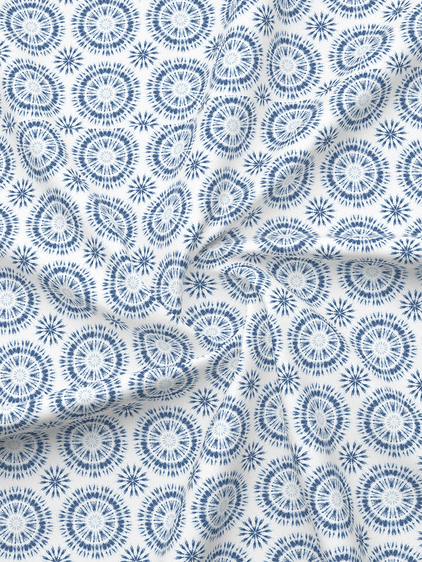 Lumina Floret 100% Cotton 144 TC Blue Geometrical 1 Double Size Bedsheet with 2 Pillow Covers