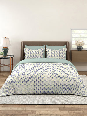 Lumina Floret 100% Cotton 144 TC Grey Geometrical 1 Double Size Bedsheet with 2 Pillow Covers