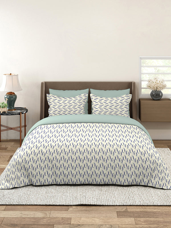 Lumina Floret 100% Cotton 144 TC Grey Geometrical 1 Double Size Bedsheet with 2 Pillow Covers