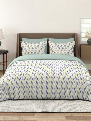Lumina Floret 100% Cotton 144 TC Grey Geometrical 1 Double Size Bedsheet with 2 Pillow Covers
