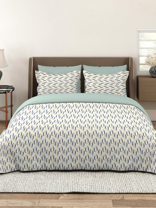 Lumina Floret 100% Cotton 144 TC Grey Geometrical 1 Double Size Bedsheet with 2 Pillow Covers