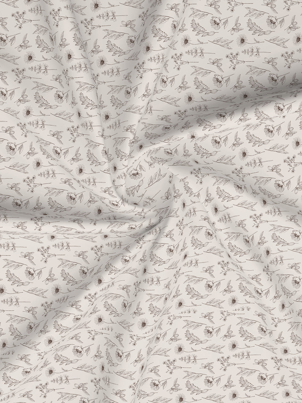 Lumina Floret 100% Cotton 144 TC Beige Floral 1 Double Size Bedsheet with 2 Pillow Covers