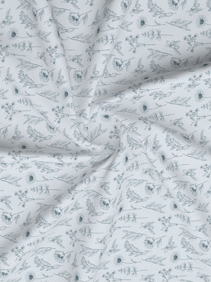 Home Easy 100% Cotton 144 TC Blue Floral 1 Double Size Bedsheet with 2 Pillow Covers