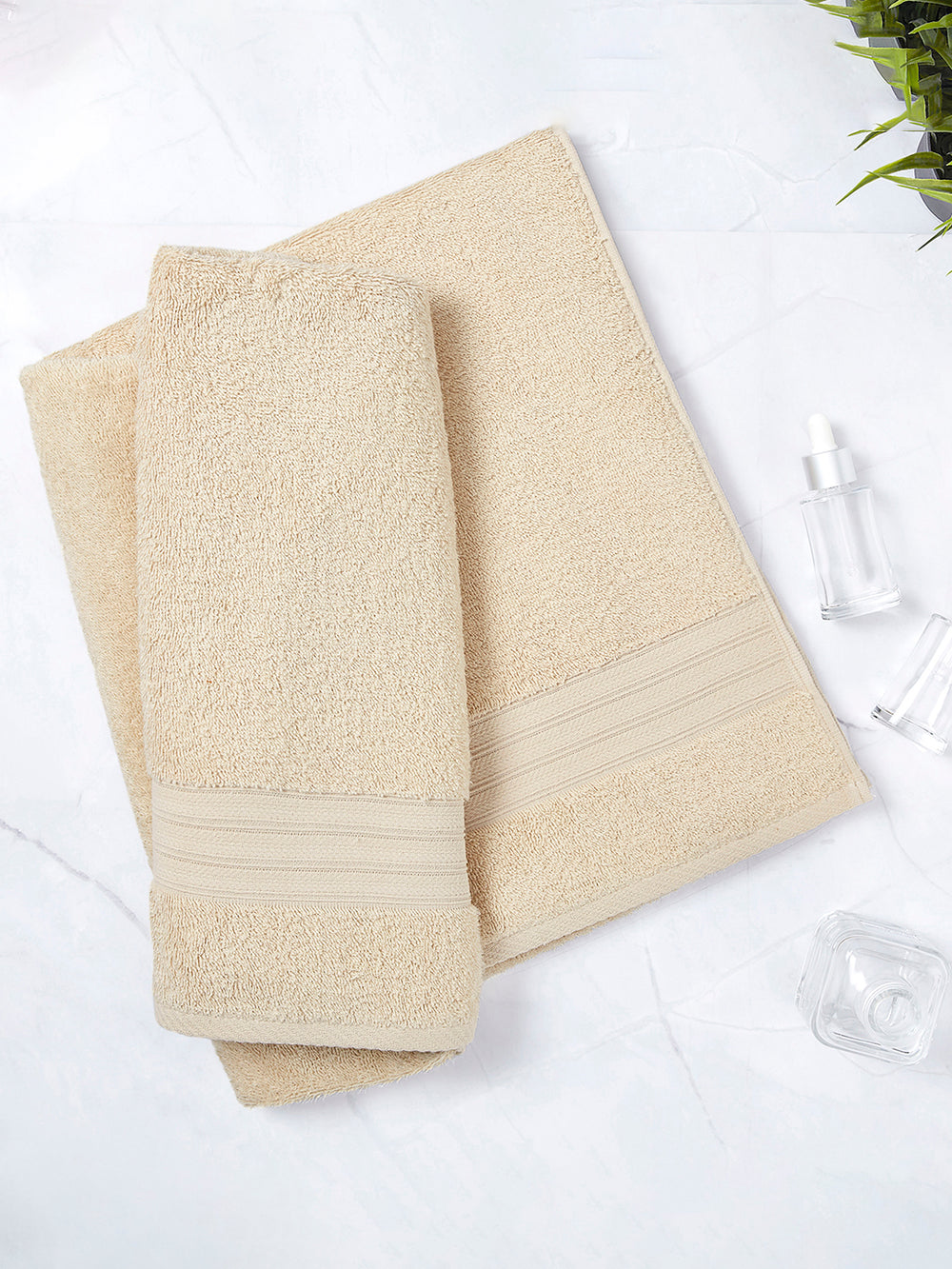Be Bold 450 GSM 100% Cotton Cream Large Towel - Pack of 1