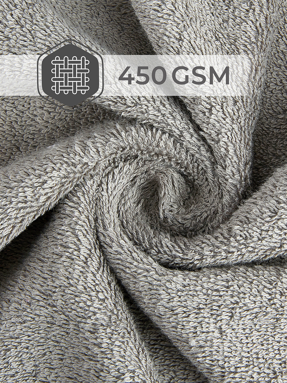 Be Bold 450 GSM 100% Cotton Grey Large Towel - Pack of 1