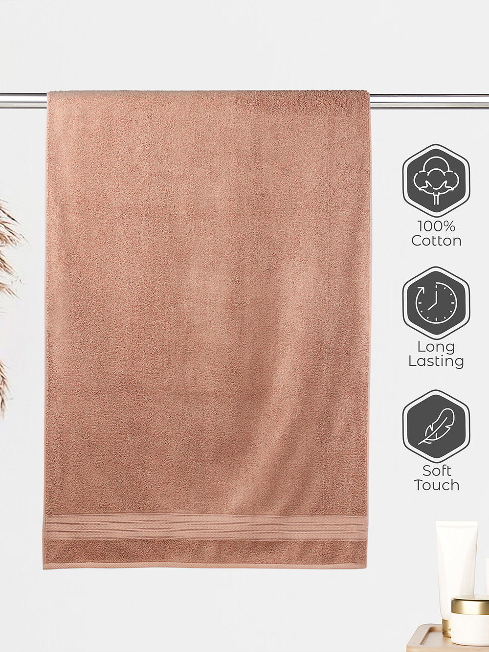 Be Bold 450 GSM 100% Cotton Brown Large Towel - Pack of 1