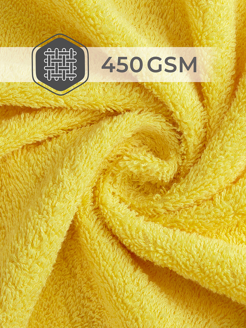 Be Bold 450 GSM 100% Cotton Yellow Large Towel - Pack of 1