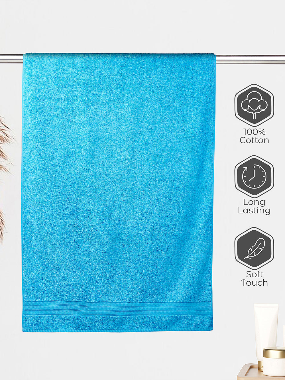 Be Bold 450 GSM 100% Cotton Blue Large Towel - Pack of 1