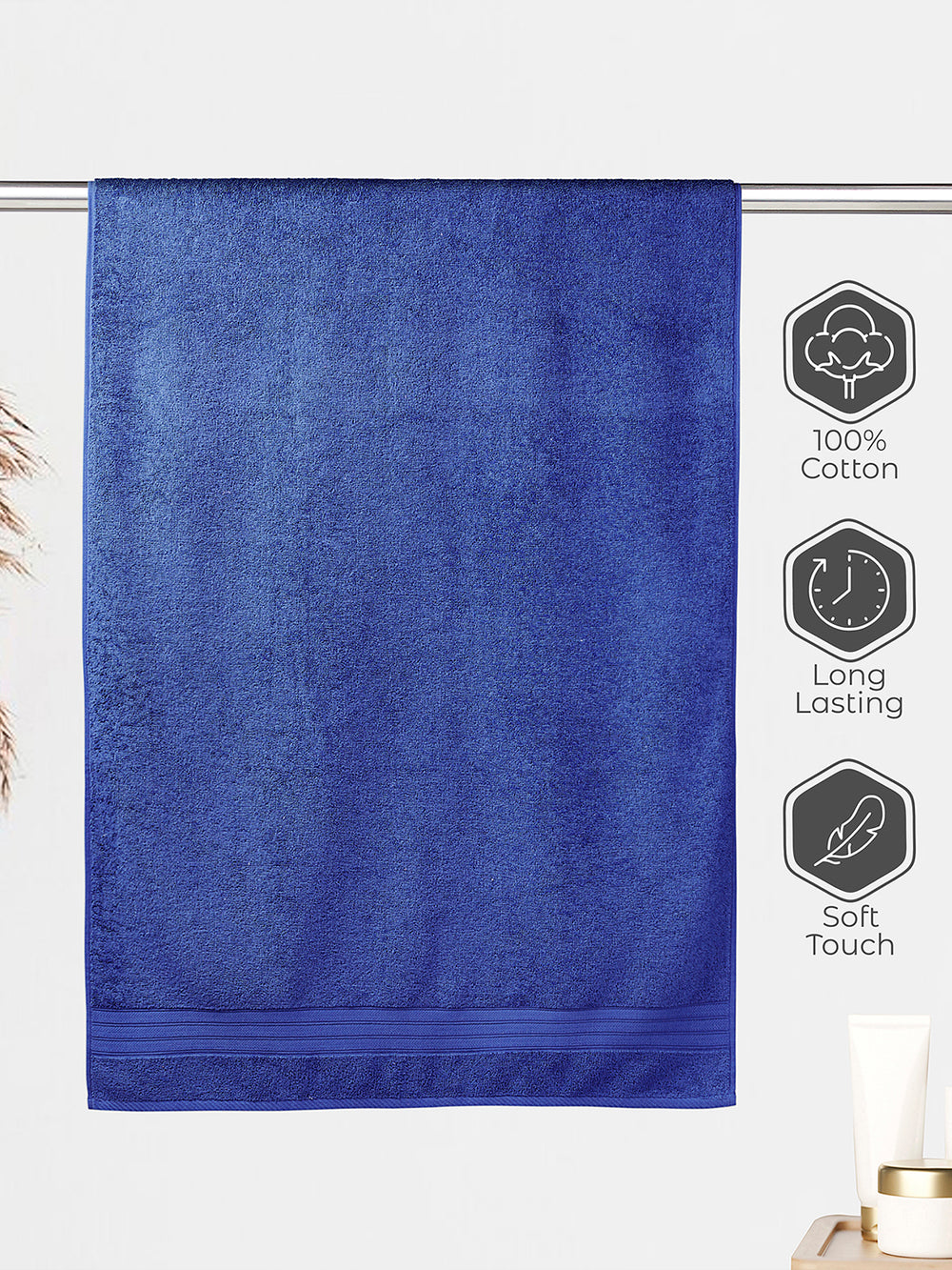 Be Bold 450 GSM 100% Cotton Blue Large Towel - Pack of 1