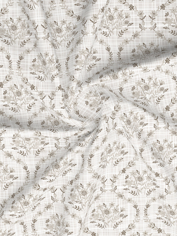 Forever 100% Cotton 120 TC Beige Floral King Bedsheet with 2 Pillow Covers