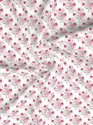 Forever 100% Cotton 120 TC Pink & White Floral King Bedsheet with 2 Pillow Covers