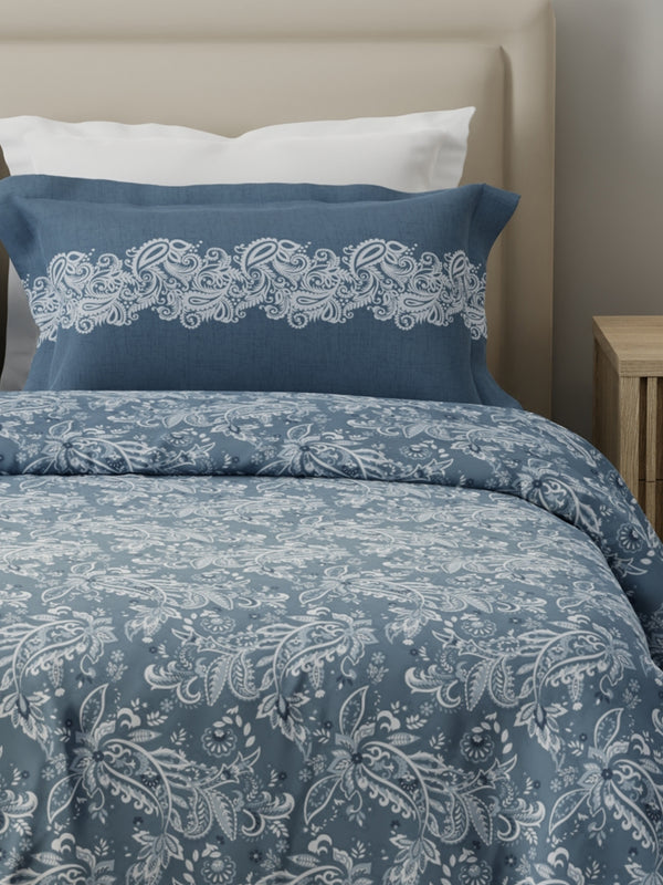 Forever 100% Cotton 120 TC Grey Ethnic Print Double Bedsheet with 2 Pillow Covers