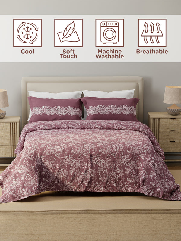 Forever 100% Cotton 120 TC Brown Ethnic Print Double Bedsheet with 2 Pillow Covers