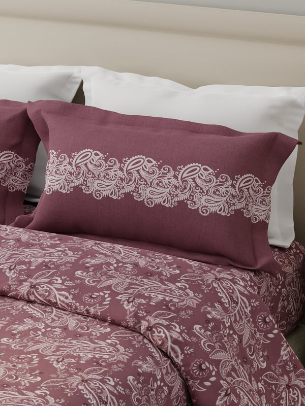 Forever 100% Cotton 120 TC Brown Ethnic Print Double Bedsheet with 2 Pillow Covers