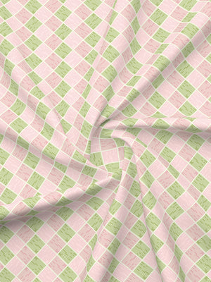 Forever 100% Cotton 120 TC Pink & Green Geometric Double Bedsheet with 2 Pillow Covers